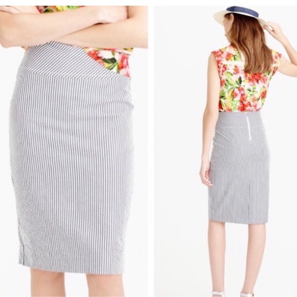 NWT J. Crew Seersucker Pencil Skirt - Picture 2 of 11